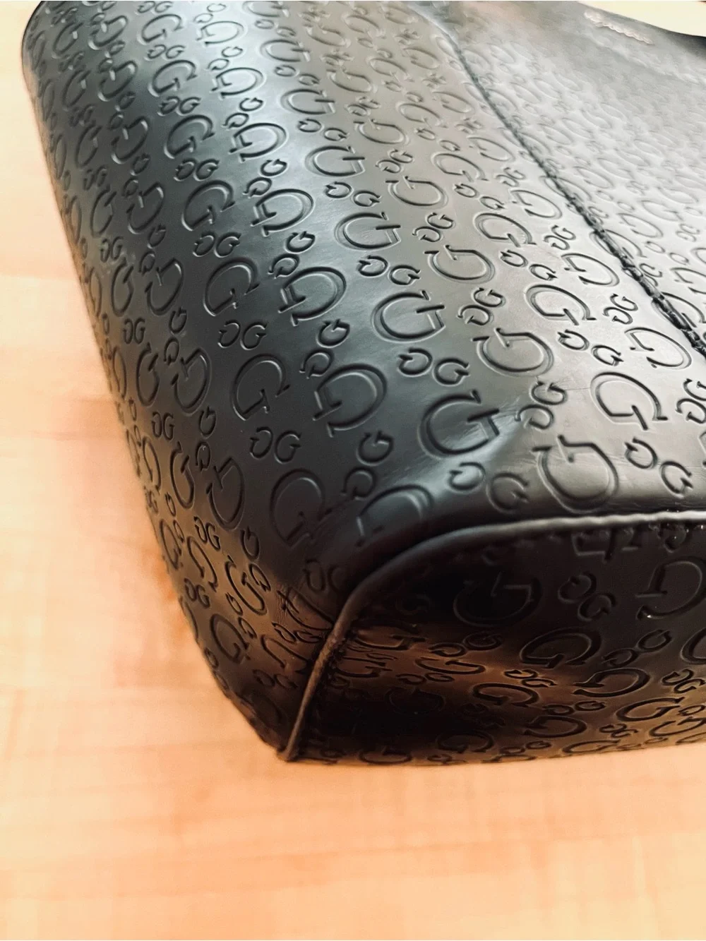 Guess Black Embossed Logo-Patterned Shopper Tote